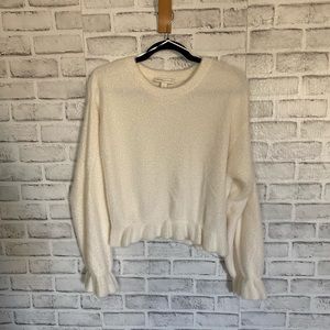 Chelsea & Violet Cream Crop Flutter Sweater